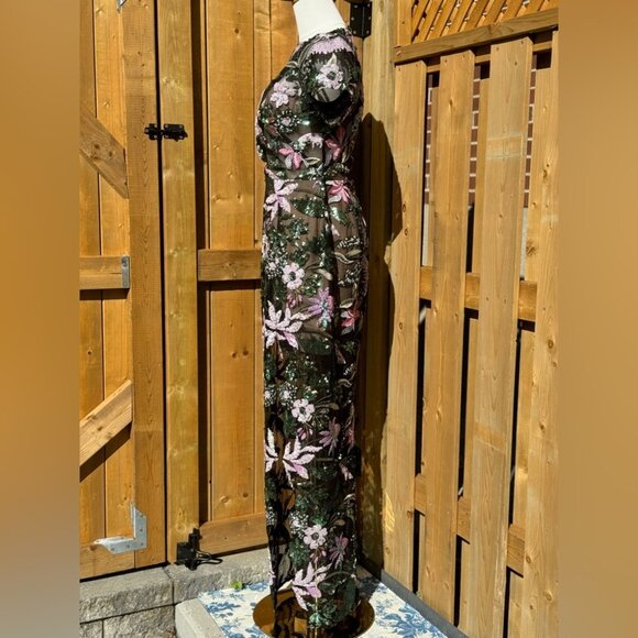 🆕 BRONX & BANCO 🧿 NWOT Zinnia Side-Split Sequin & Embroidered Gown, Sz M US 6 - Picture 9 of 15
